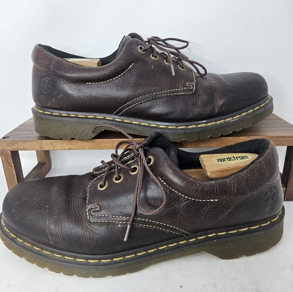 Dr. Martens Brown Oxfords with Classic Round Toe and Thick Soles - Picture 1 of 8